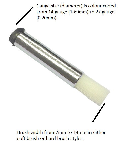Brush tip luer lock adhesive dispensing
