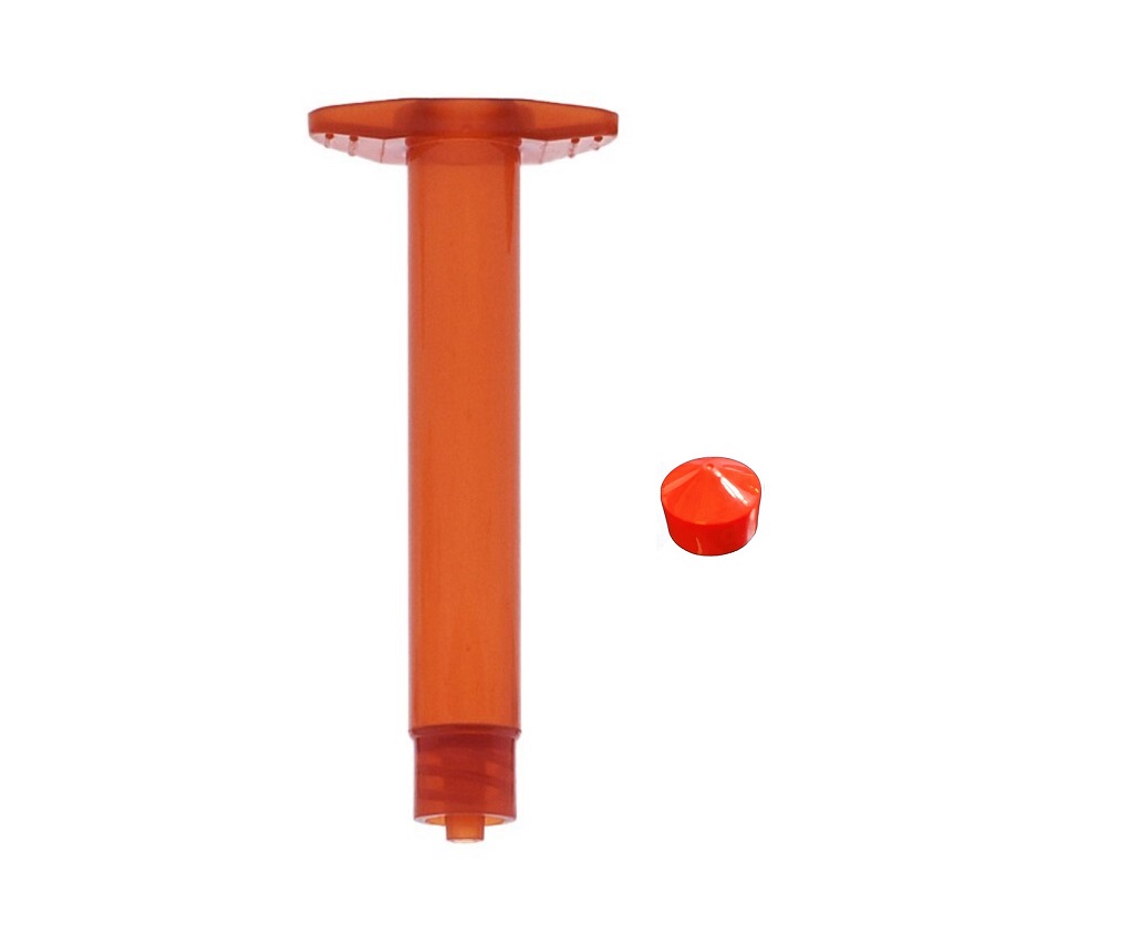 903-DWR 3cc Amber Barrel Red Flat Piston Adhesive Dispensing