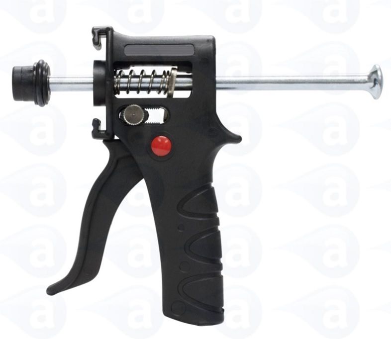 Adhesive dispensing syringe gun dispenser