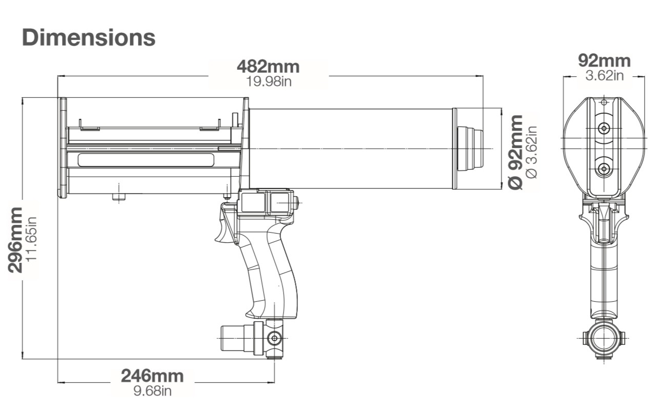 Sulzer Mixpac DP 400-85 pneumatic 2K cartridge gun